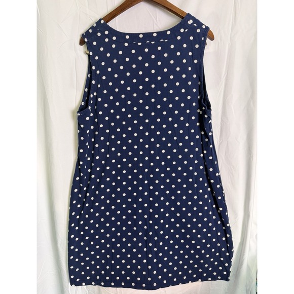 Lands End Women's Navy Polkadot A Line Casual Sleeveless Dress Size 1X - Picture 7 of 7
